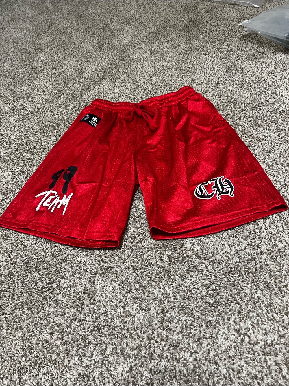 Chrome Hearts Red / Black Matty boys Graphic Logo Shorts